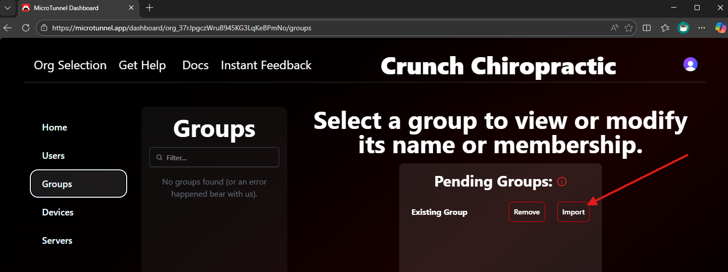 Select Groups to Import